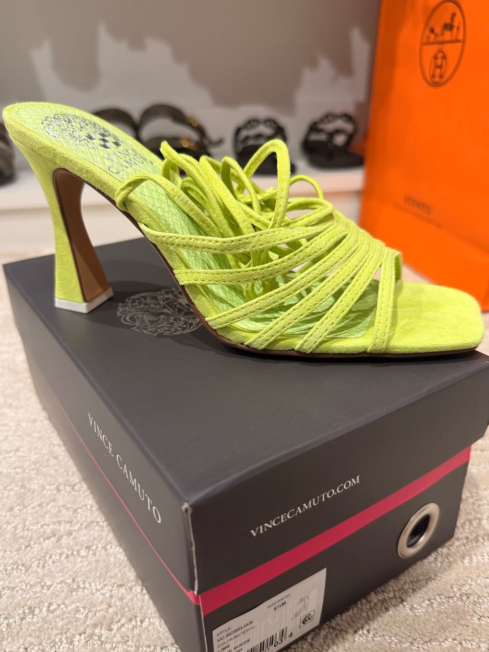 Vince Camuto Lime Green Strappy Mule Heel